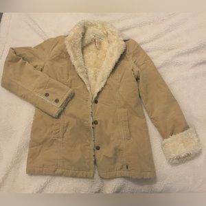 Abercrombie & Fitch tan faux fur lined coat